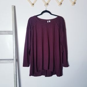 C EST 1946 WINE COLOR LONG SLEEVE BLOUSE WITH LACE ACCENTS SIZE 18/20W